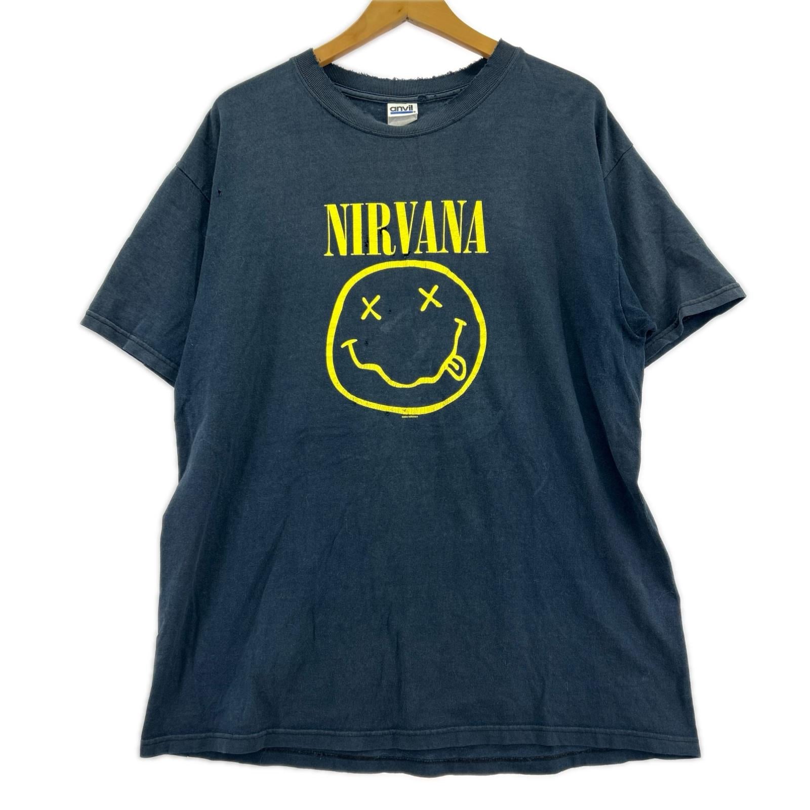 半袖Tシャツ 00s anvilボディ nirvana スマイル (L) L ネイビー