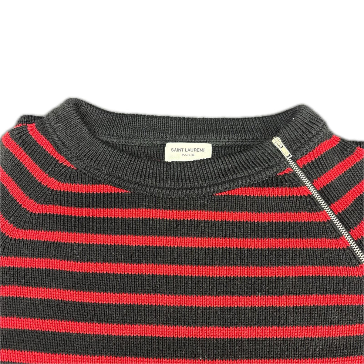 15AW SHOULDER ZIP WOOL BORDER KNIT(S) S
