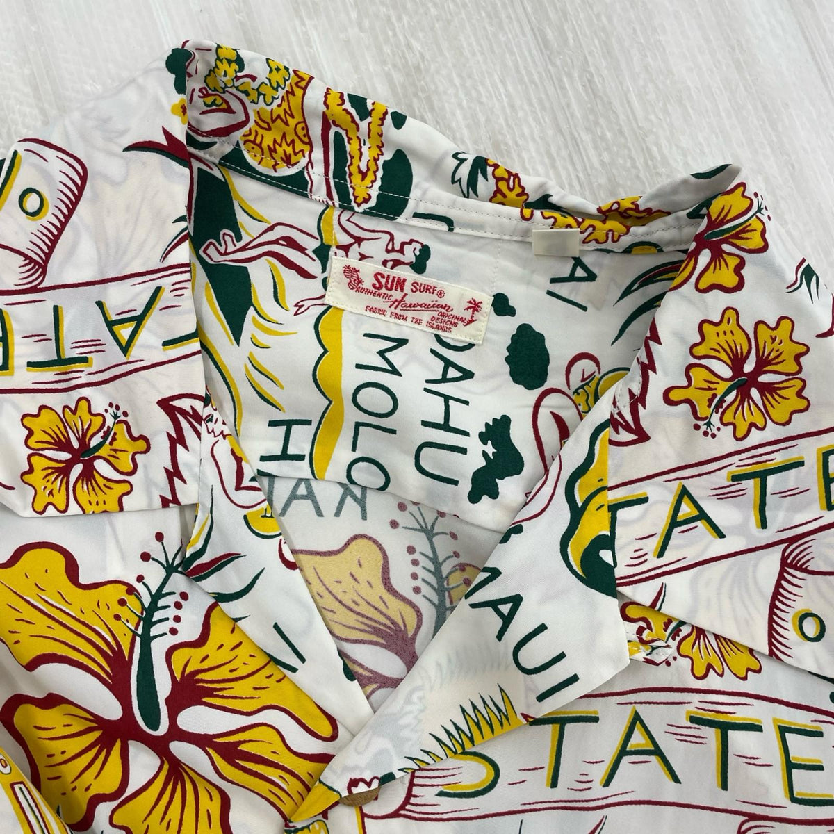 半袖シャツ RAYON HAWAIIAN SHIRT STATE OF HAWAII -L L ホワイト