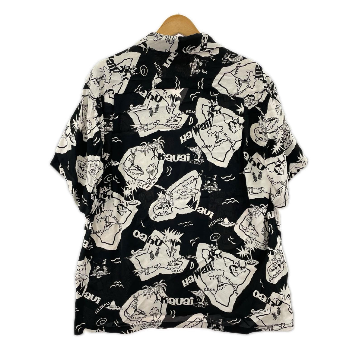 半袖シャツ SHOWING HAWAIIAN ISLAND RAYON HAWAIIAN L L ブラック