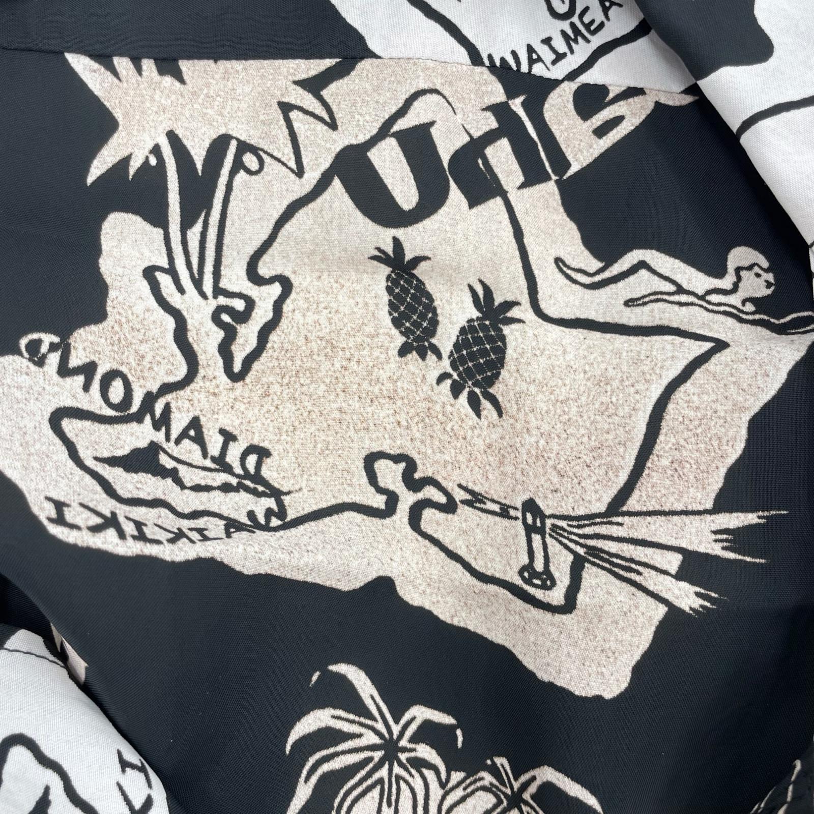 半袖シャツ SHOWING HAWAIIAN ISLAND RAYON HAWAIIAN L L ブラック
