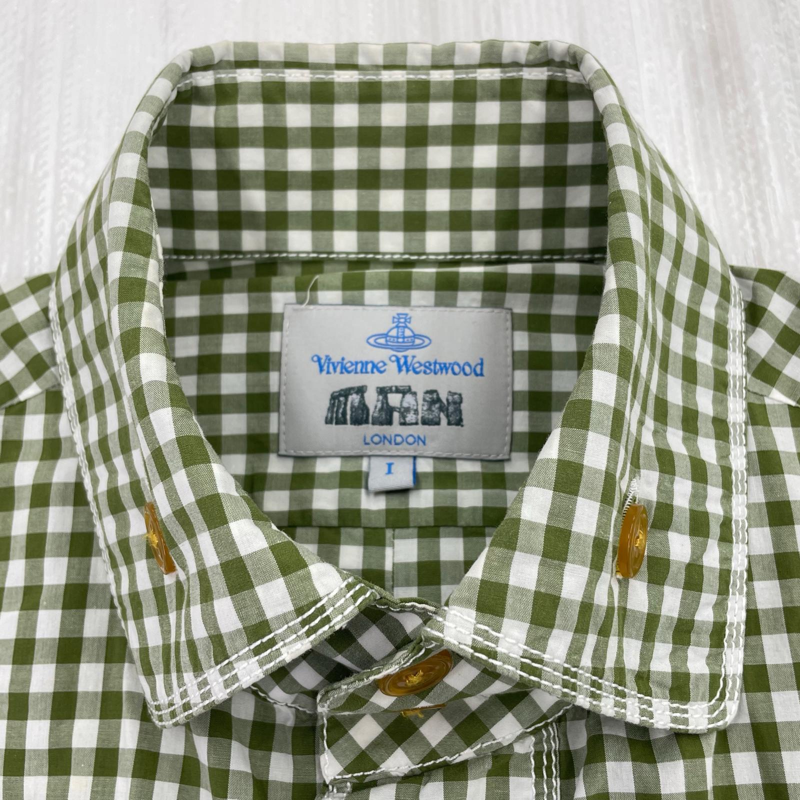 半袖シャツ Vivienne Westwood OLD ギンガムチェックシャツ 緑 1 グリーン
