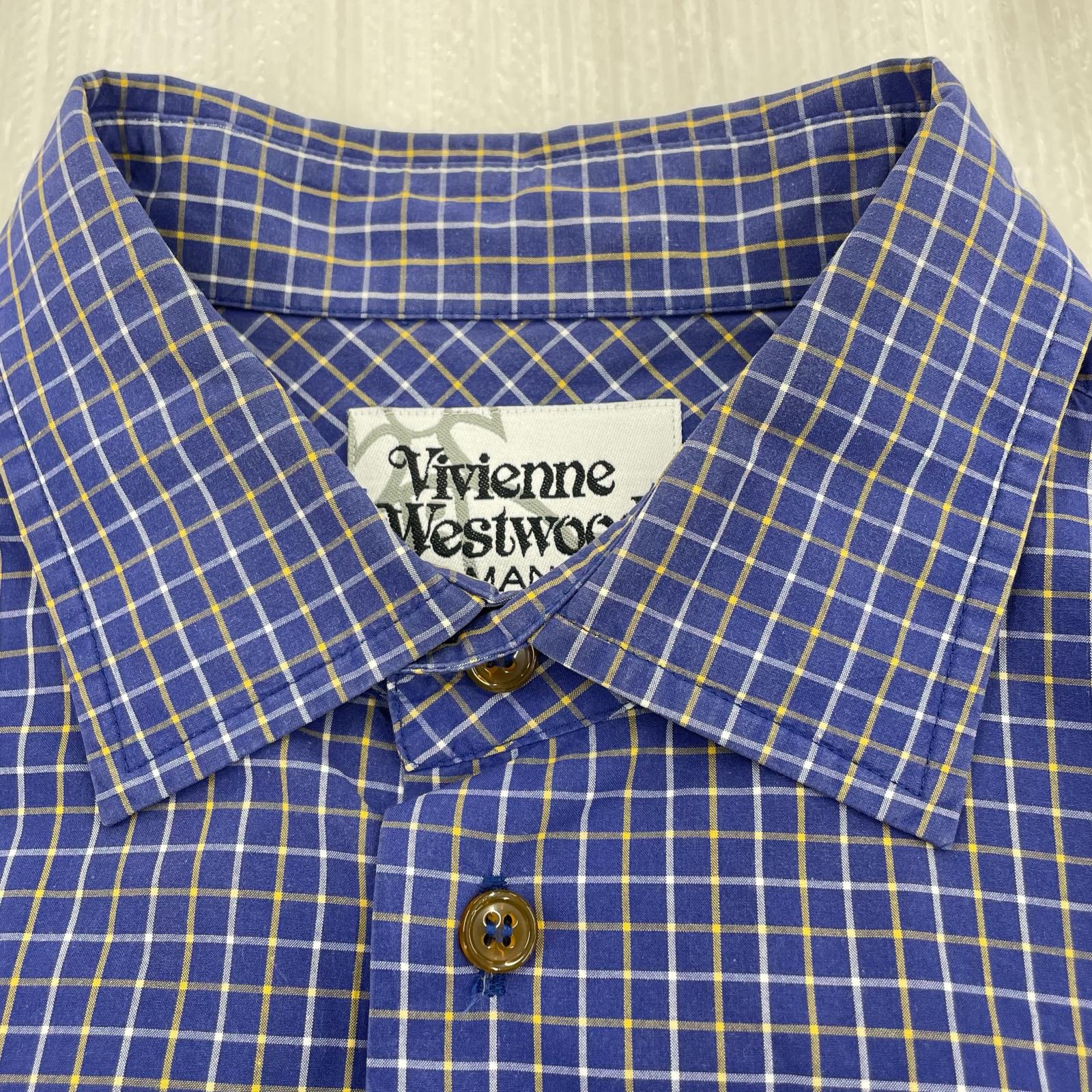長袖シャツ Vivienne Westwood L/Sチェックシャツ 青 (44) 44 ブルー