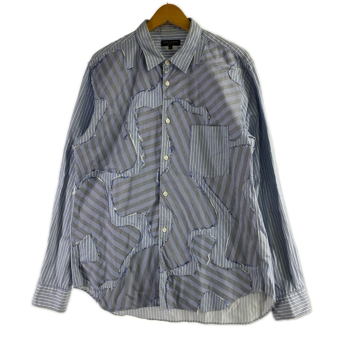 長袖シャツ HOMME PLUS ストライプ パッチワーク M M