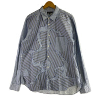長袖シャツ HOMME PLUS ストライプ パッチワーク M M