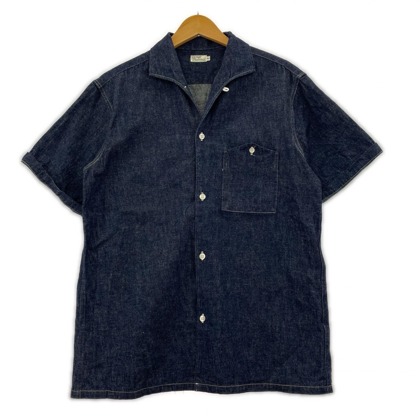 半袖シャツ WAREHOUSE lot.3091 DUCK DIGGER デニムシャツ (42) 42 ネイビー