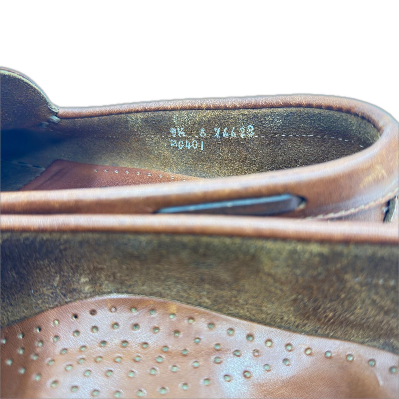 シューズ 80~90S USA製 レザータッセルローファー 茶 9 1/2 27.5cm (US9 1/2 UK9 EU45)