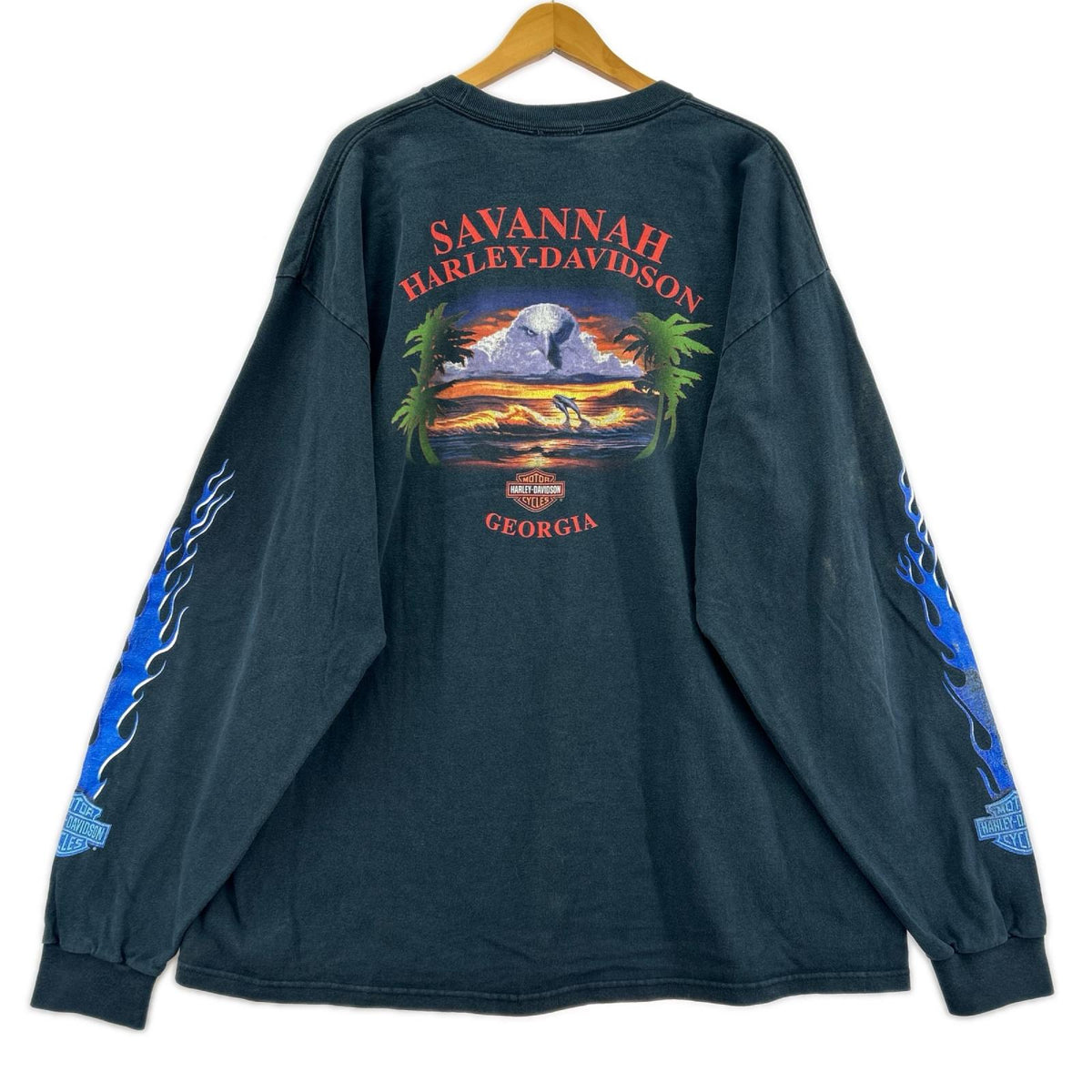 長袖Tシャツ 00s ブルーフレイム 黒 (2XL) ブラック