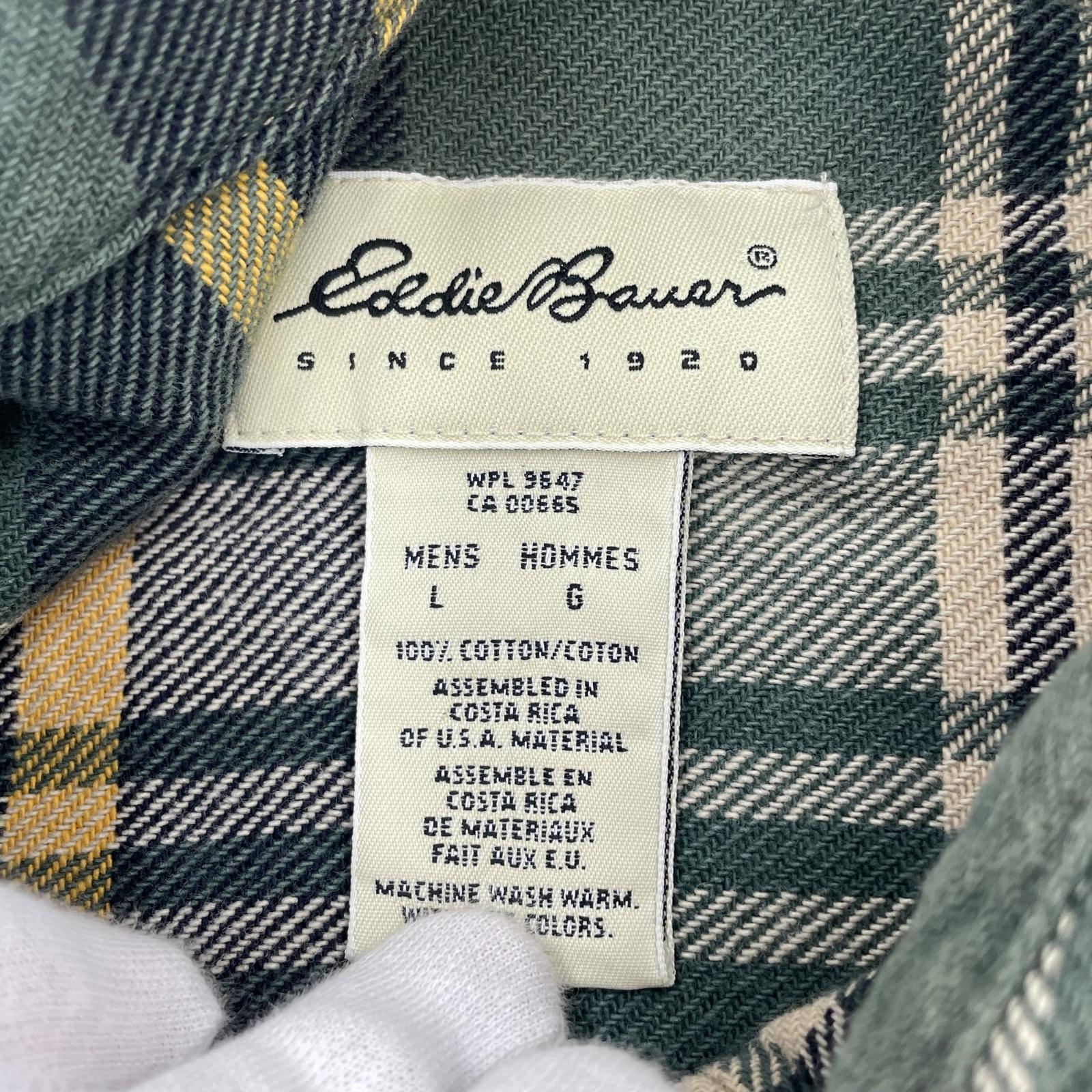 長袖シャツ Eddie Bauer ネルシャツ グリーン (L) L グリーン