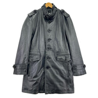 ジャケット ラムレザートレンチコート 黒 (M) M ブラック