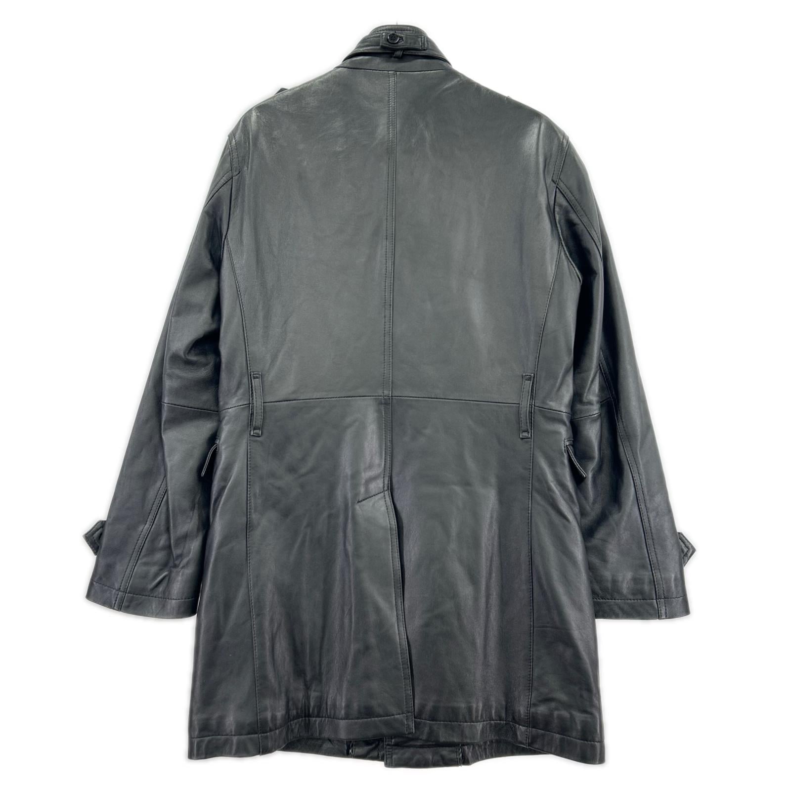 ジャケット ラムレザートレンチコート 黒 (M) M ブラック