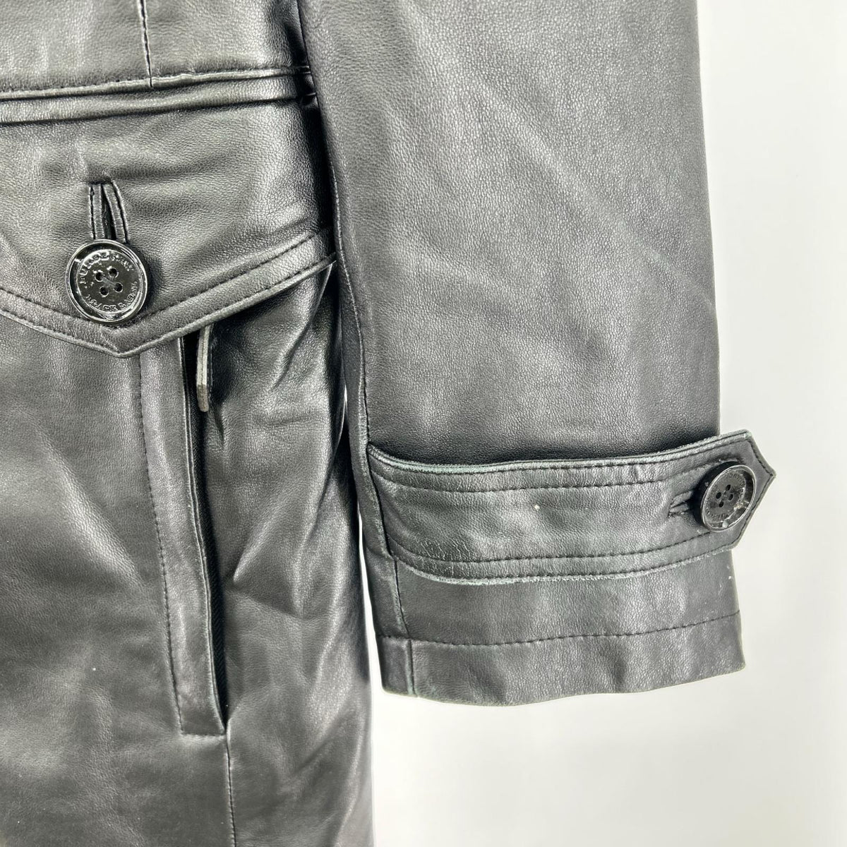 ジャケット ラムレザートレンチコート 黒 (M) M ブラック