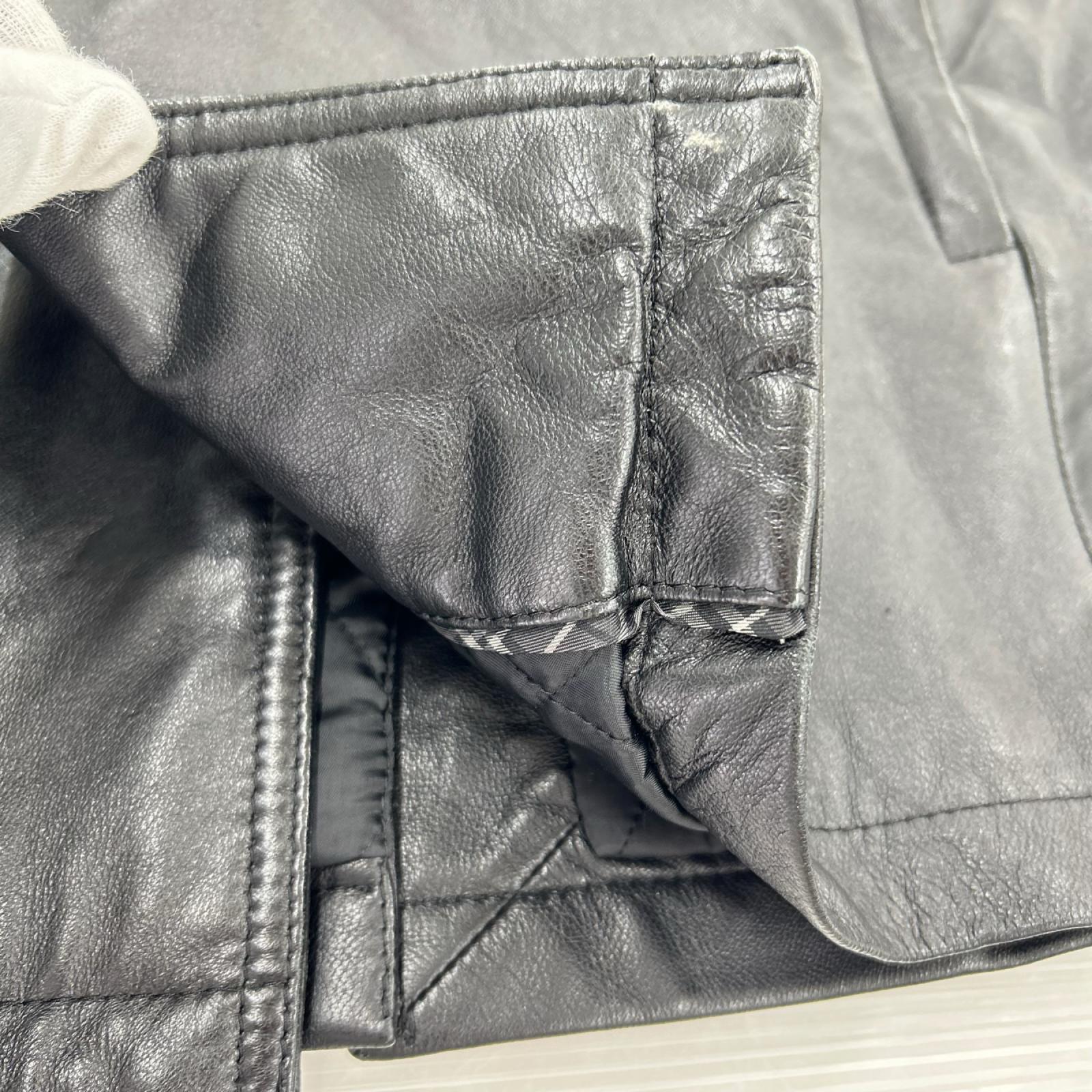 ジャケット ラムレザートレンチコート 黒 (M) M ブラック