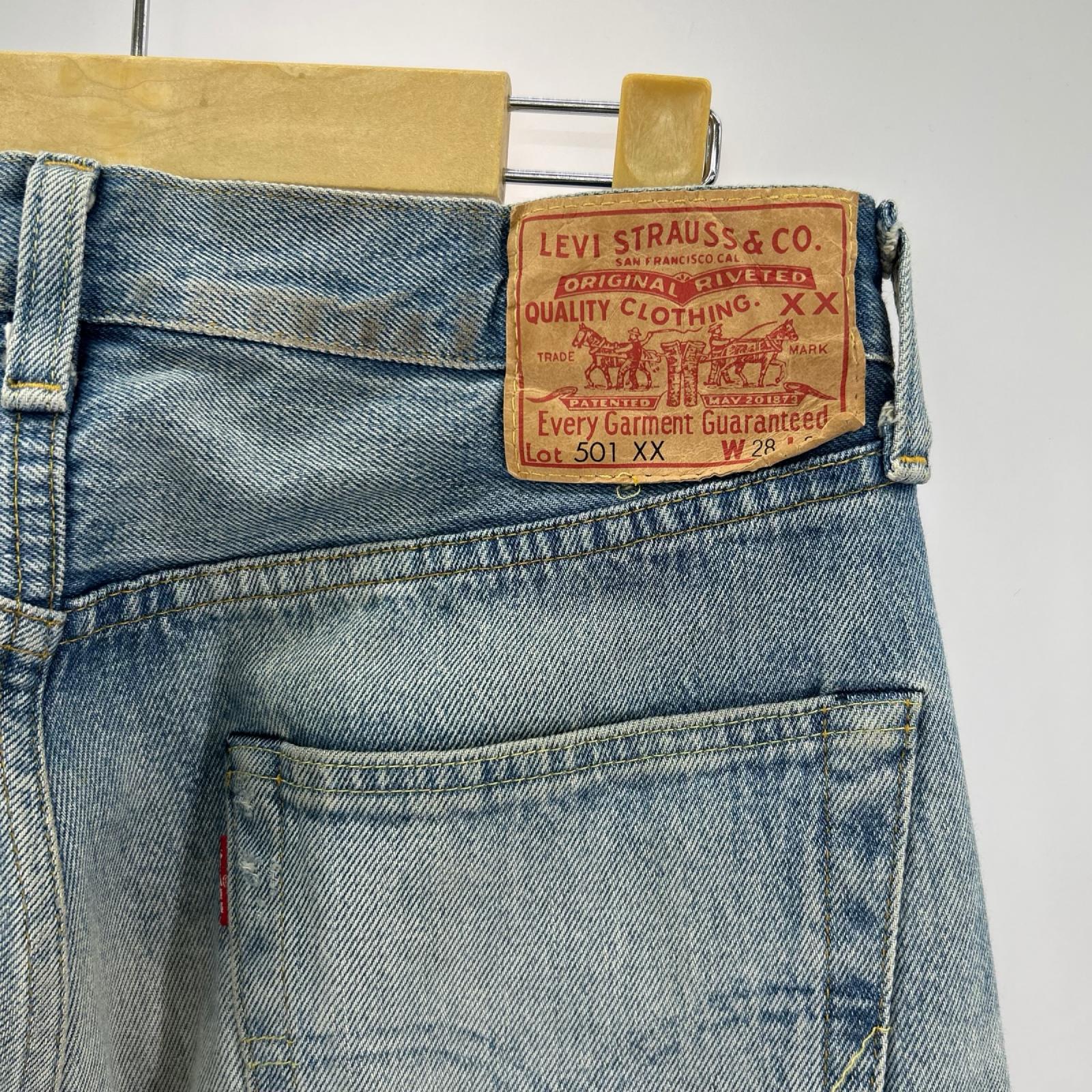 デニムパンツ LEVI'S VINTAGE CLOTHING 1955モデル 501XX クラッシュ リペア加工デニムパンツ 28 ブルー
