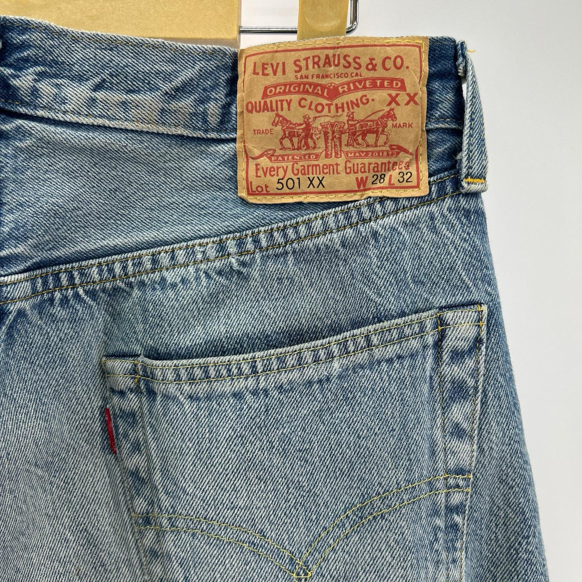デニムパンツ LEVI'S VINTAGE CLOTHING 1955モデル 501XX リペア加工デニム 28 ブルー