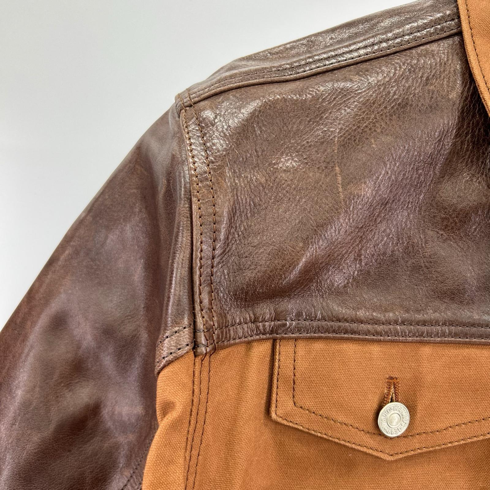 ジャケット HAROLD‘S GEAR レザー切替ジャケット 茶 (L) L ブラウン