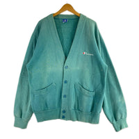 カーディガン 83~85年 USA製 胸元ロゴ ミントグリーン (XL)