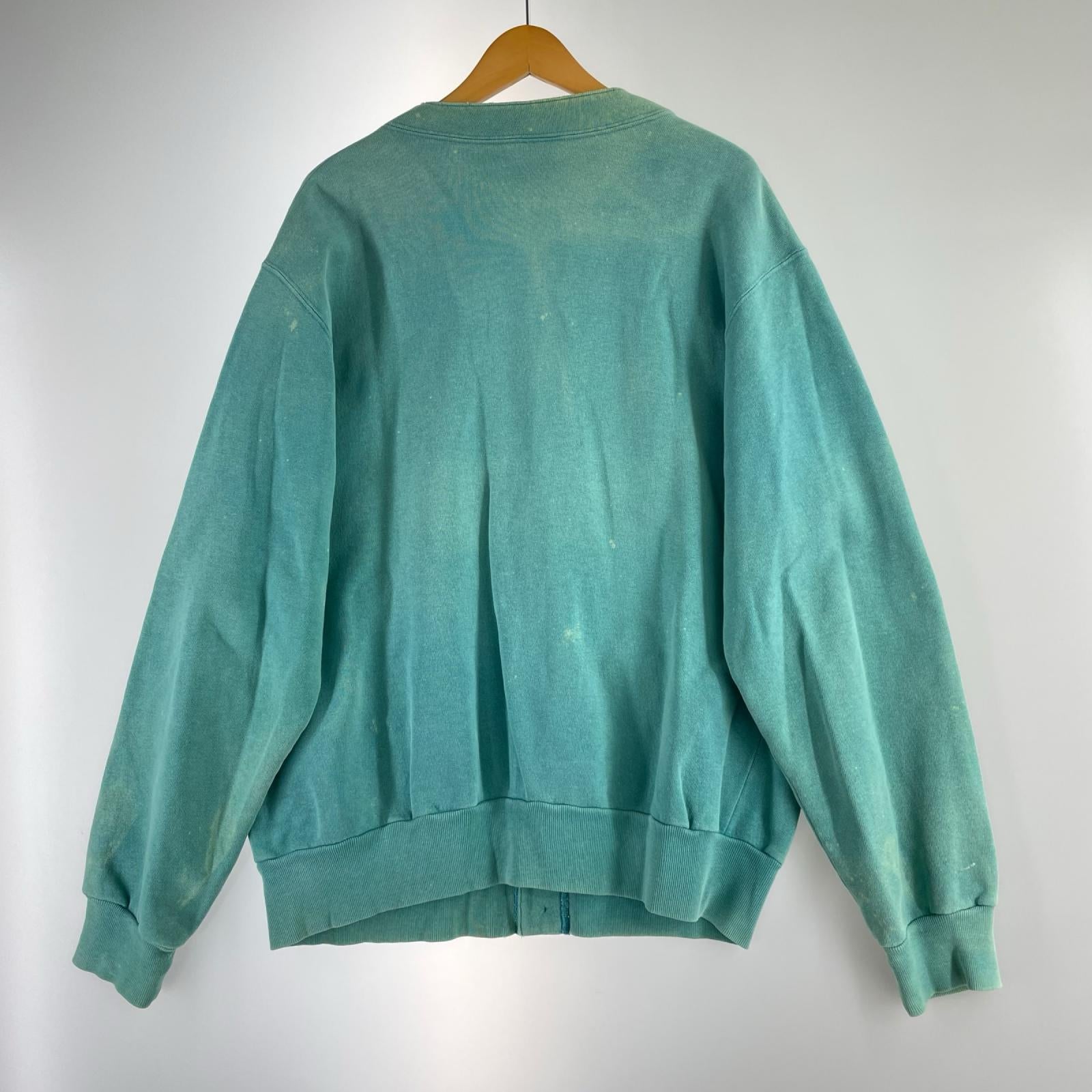カーディガン 83~85年 USA製 胸元ロゴ ミントグリーン (XL)