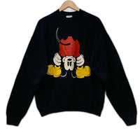 スウェット 90s MICKEY 逆さミッキー プリントスウェット ブラック