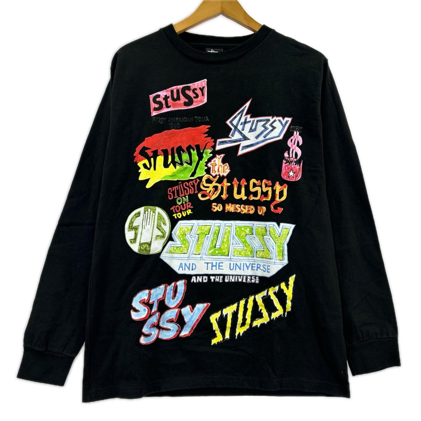 長袖Tシャツ ロゴプリント/サイズM M ブラック