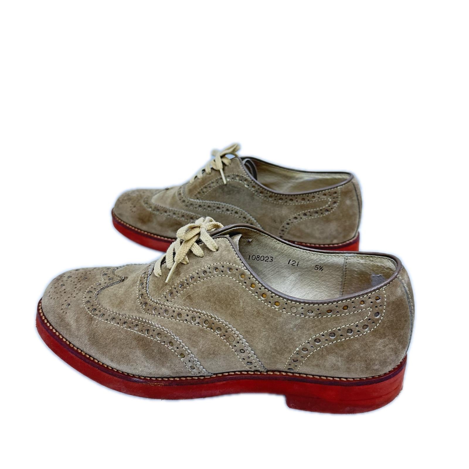 シューズ HUSH PUPPIES ウイングチップ スエード 茶 5 2/1 24cm (US6 UK5 1/2 EU38)