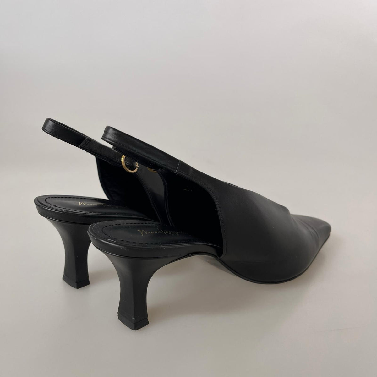 パンプス Curved Line Sling Back Heels (24.5) 24.5cm (US6 1/2 UK6 EU39) ブラック