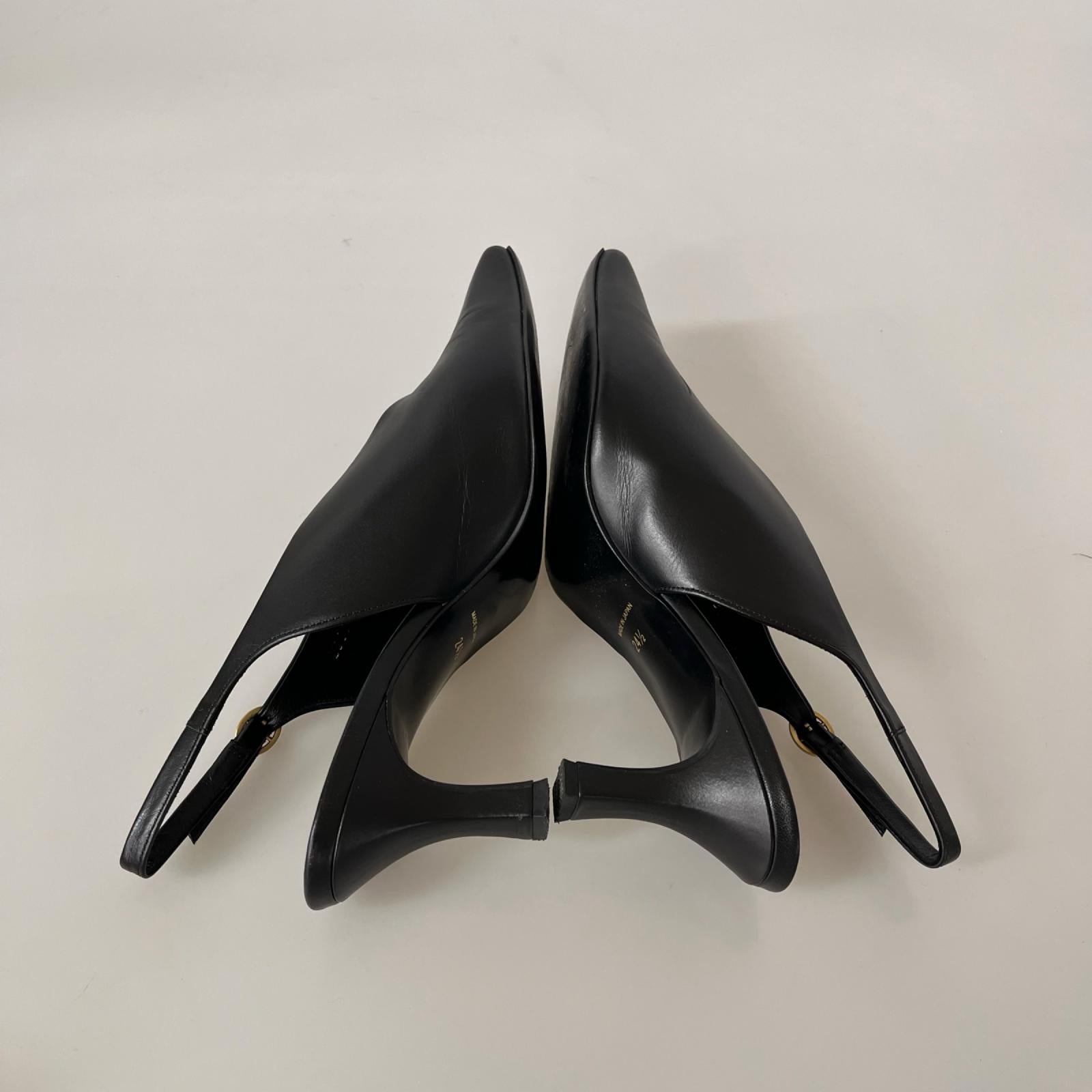 パンプス Curved Line Sling Back Heels (24.5) 24.5cm (US6 1/2 UK6 EU39) ブラック