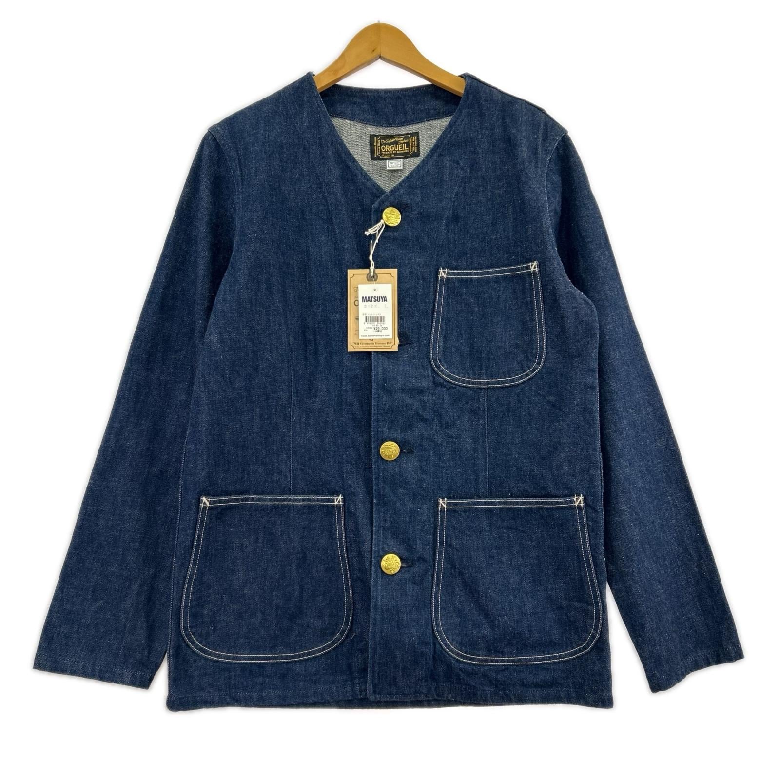 デニムジャケット ノーカラー カバーオール size40 40 ブルー