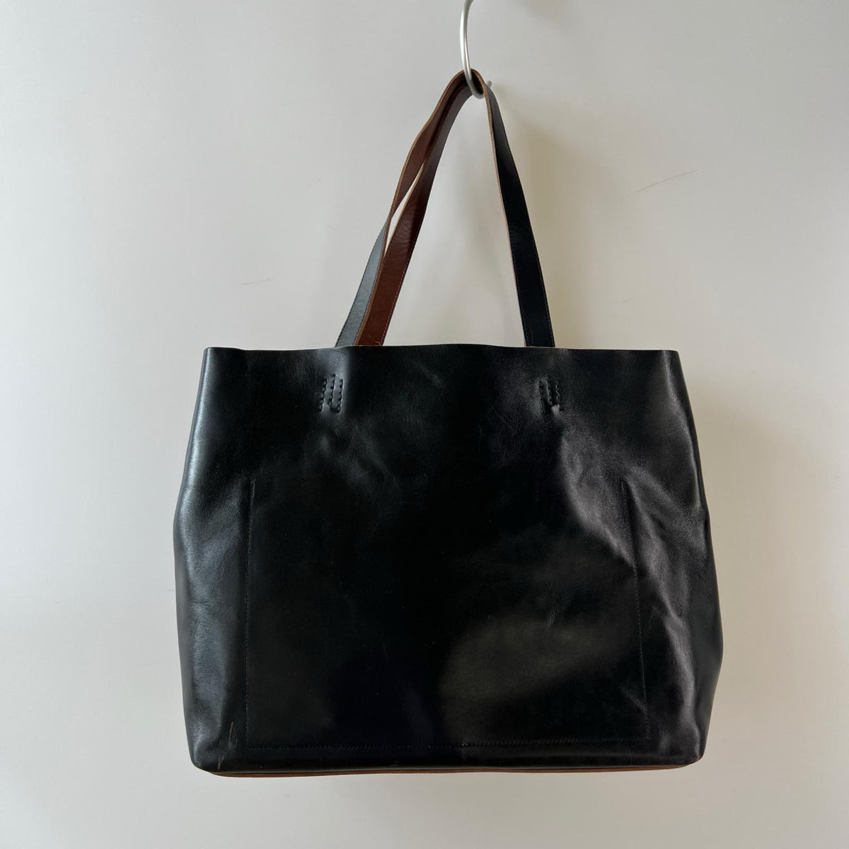 ショルダーバッグ BOX TOTE BAG -LEATHER 馬革 黒 ブラウン