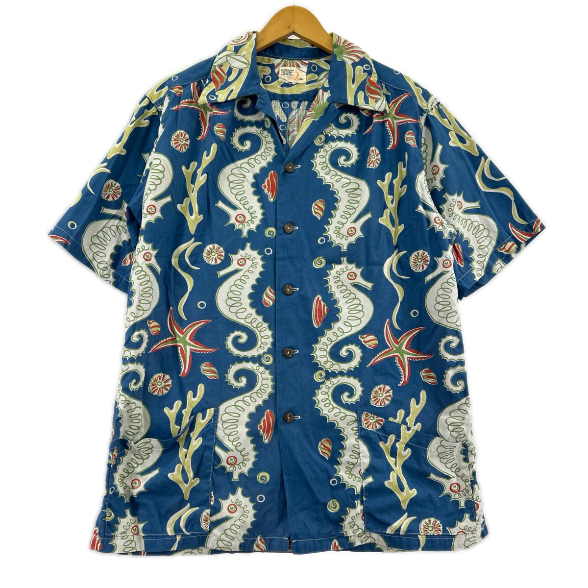 半袖シャツ Seahorse vs Starfish Print Shirt JG‐19 40 ブルー