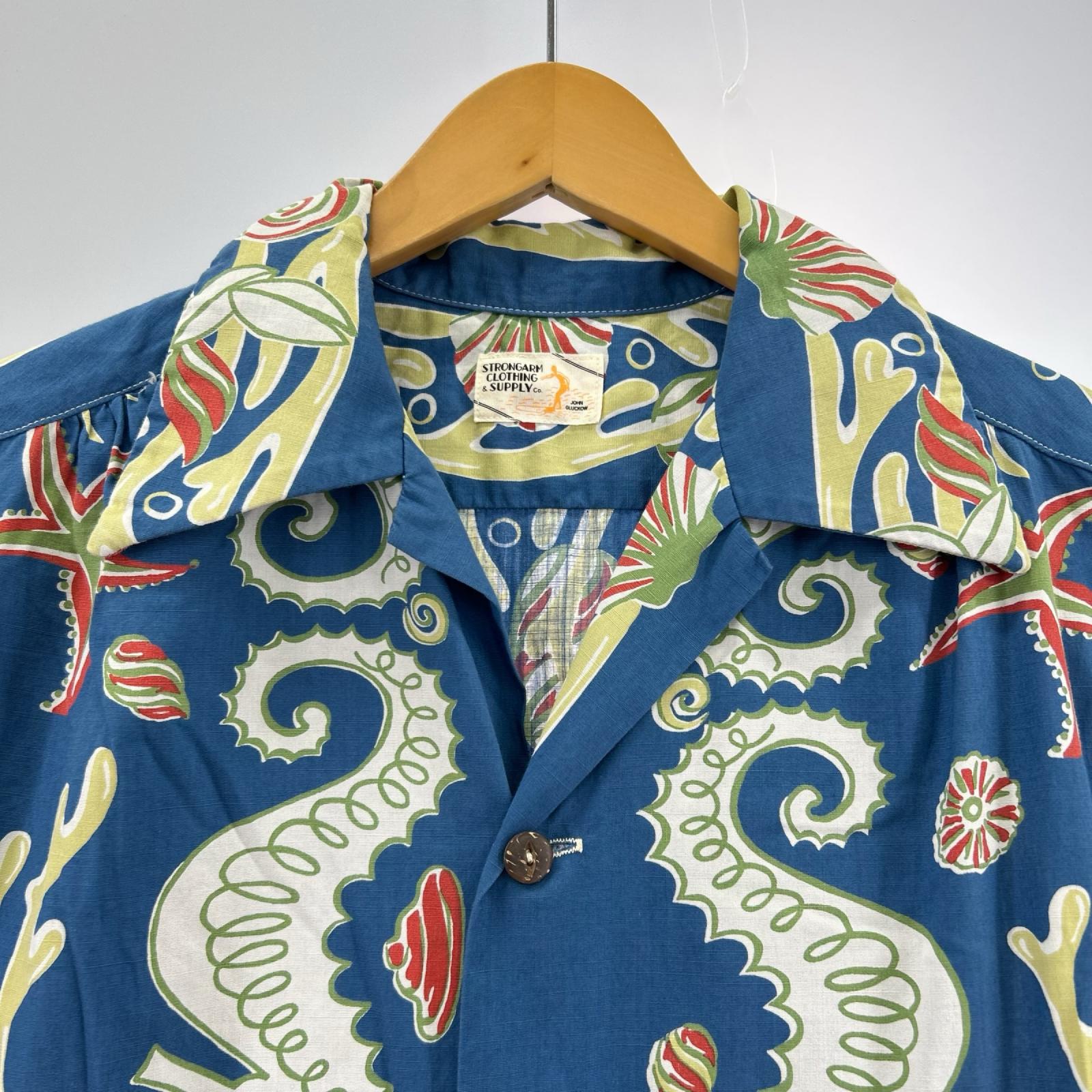 半袖シャツ Seahorse vs Starfish Print Shirt JG‐19 40 ブルー