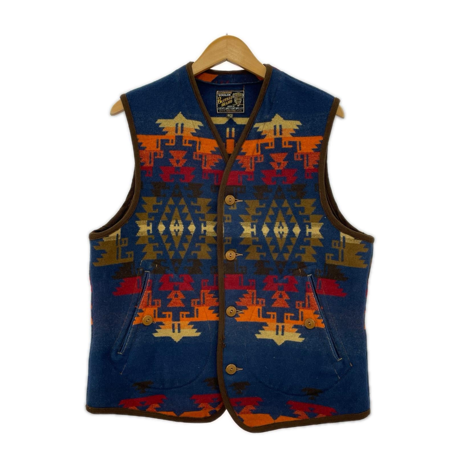 長袖シャツ SADDLEROCK VEST ネイティブ柄ベスト (42) 42 ネイビー