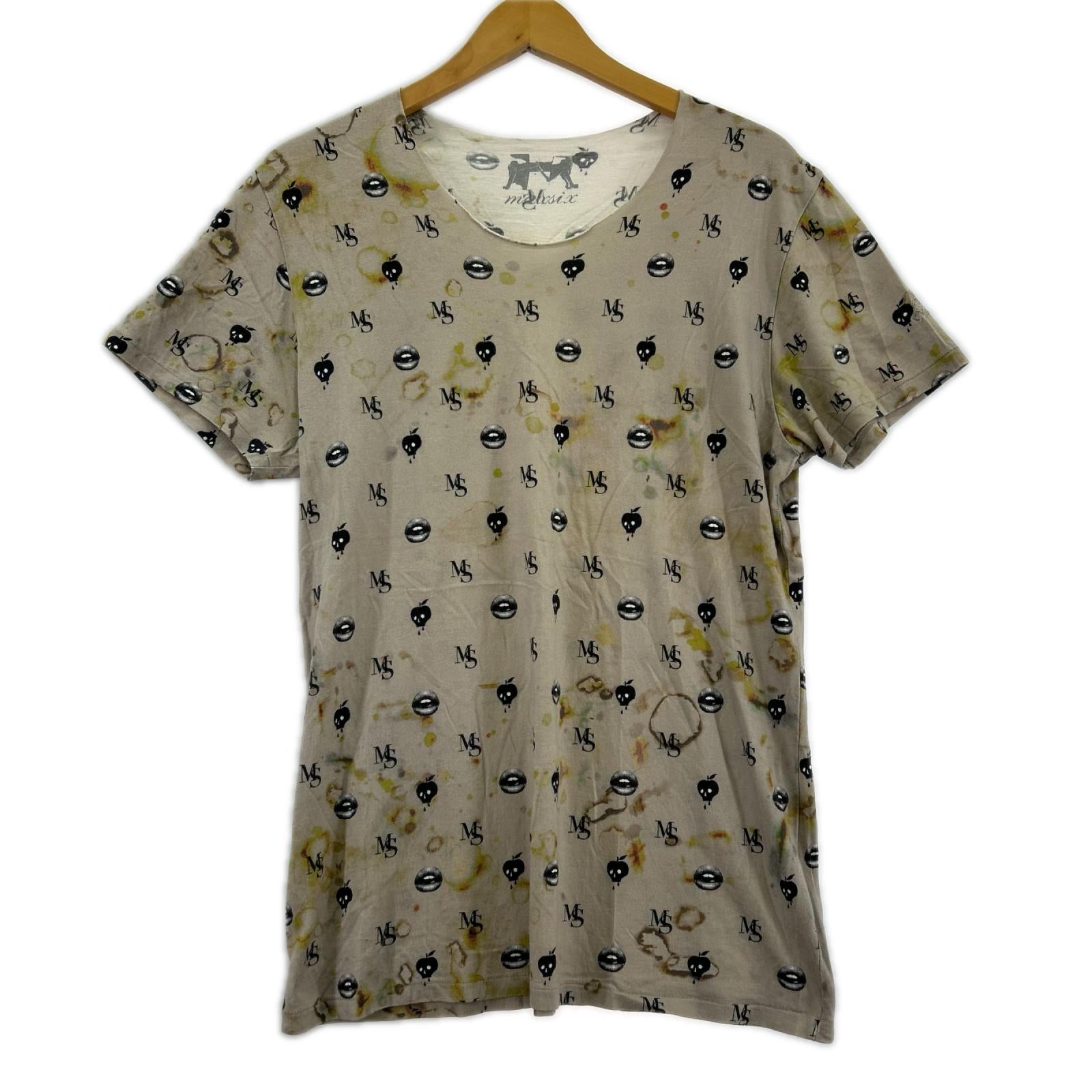 半袖Tシャツ リップスカルアップルデザイン 総柄 ベージュ (M) M ベージュ