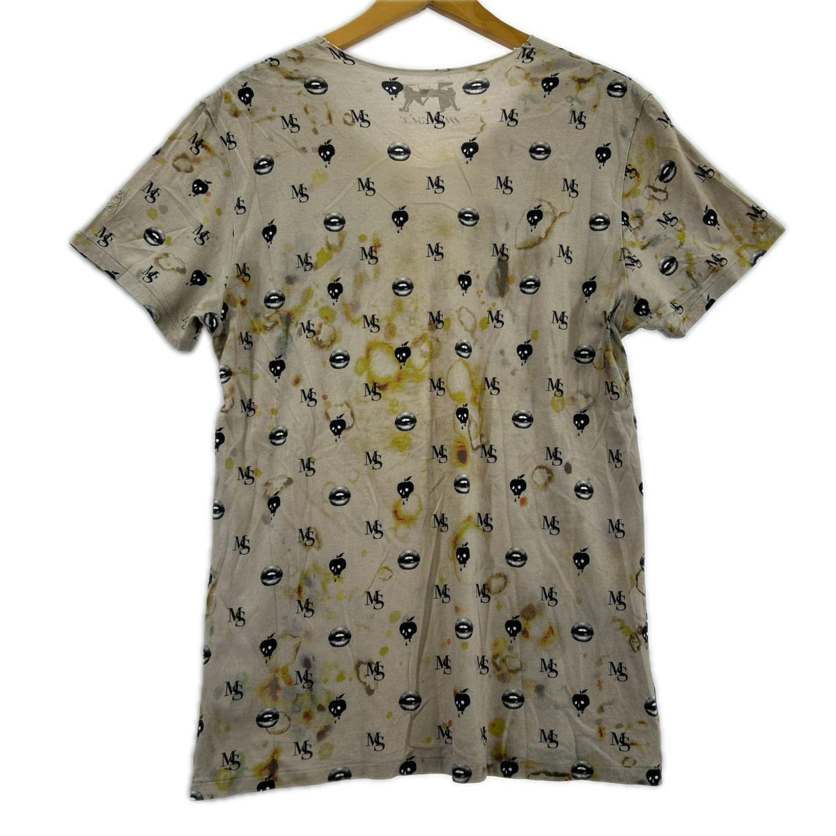 半袖Tシャツ リップスカルアップルデザイン 総柄 ベージュ (M) M ベージュ