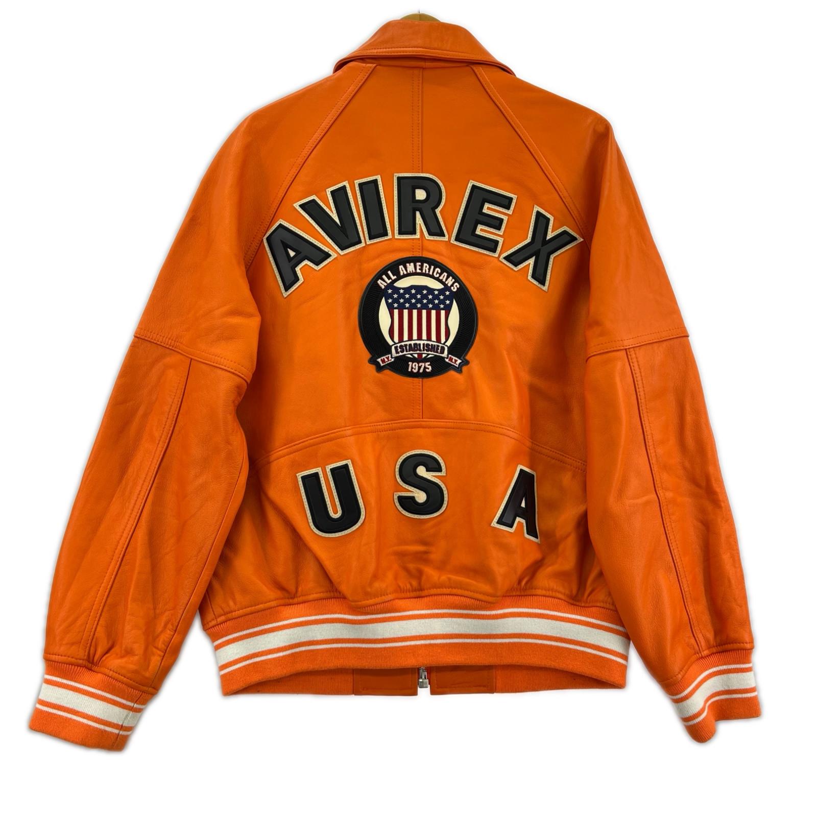 レザージャケット VARSITY LIGHT SIGNATURE LEATHER JACKET M オレンジ