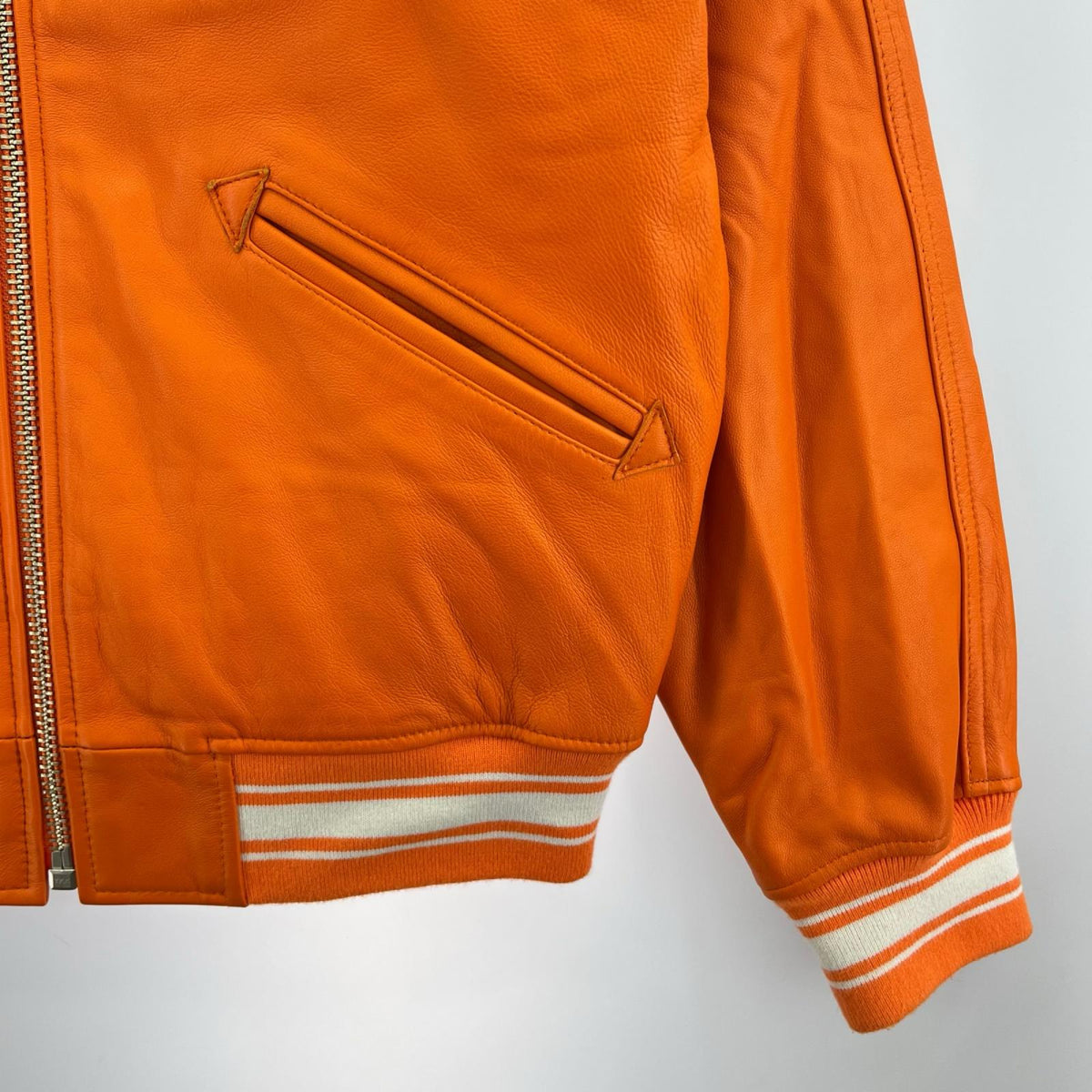 レザージャケット VARSITY LIGHT SIGNATURE LEATHER JACKET M オレンジ