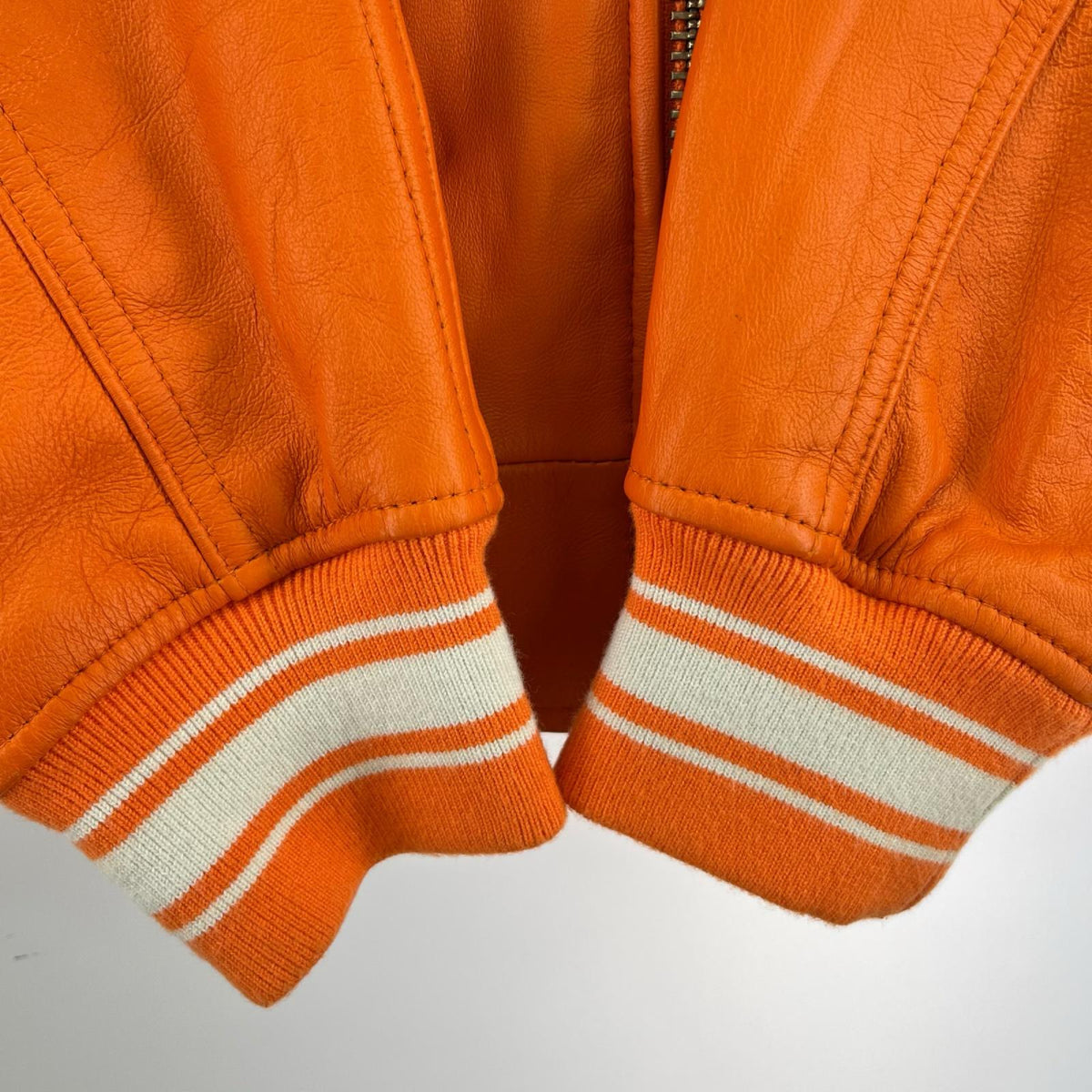 レザージャケット VARSITY LIGHT SIGNATURE LEATHER JACKET M オレンジ