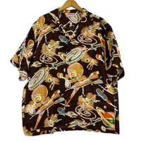 半袖シャツ レーヨン (XL) ブラウン
