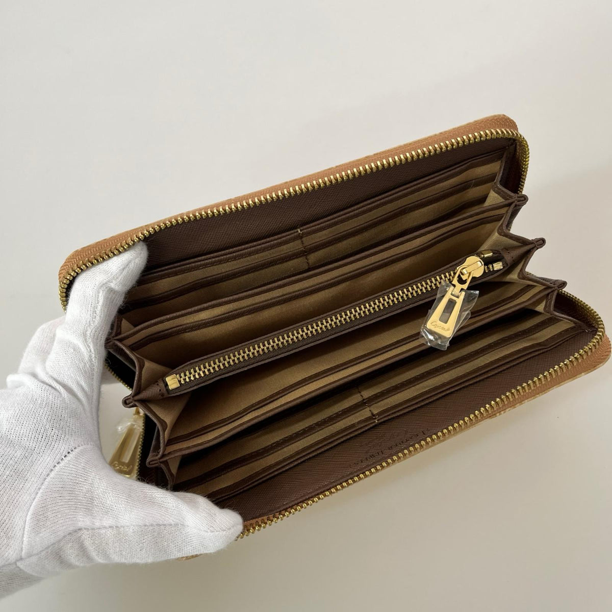 長財布 LEATHER JEWELS クロコ型押し ベージュ ベージュ