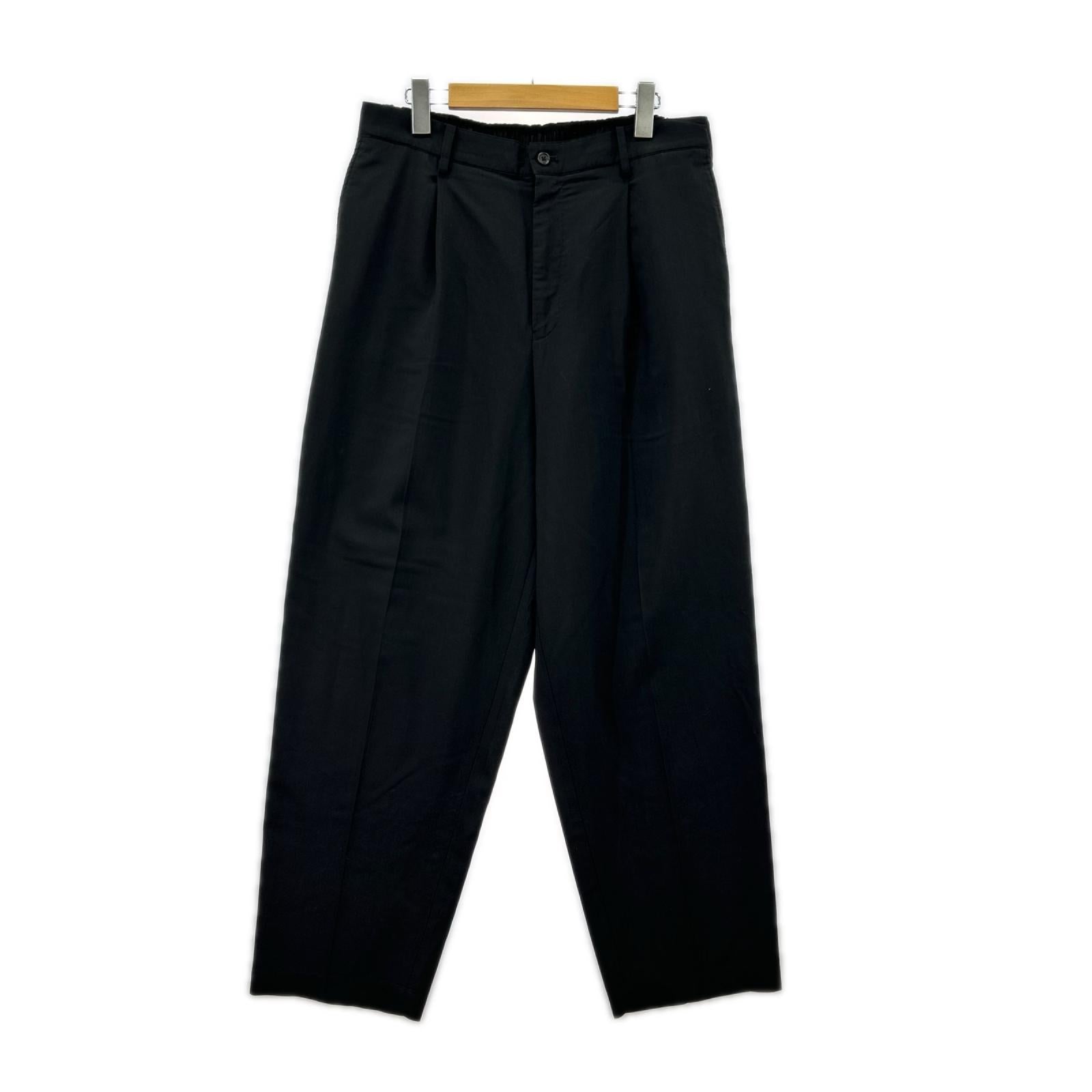 パンツ Deep Black Wool Wide Tapered Slacks (3) 3 ブラック