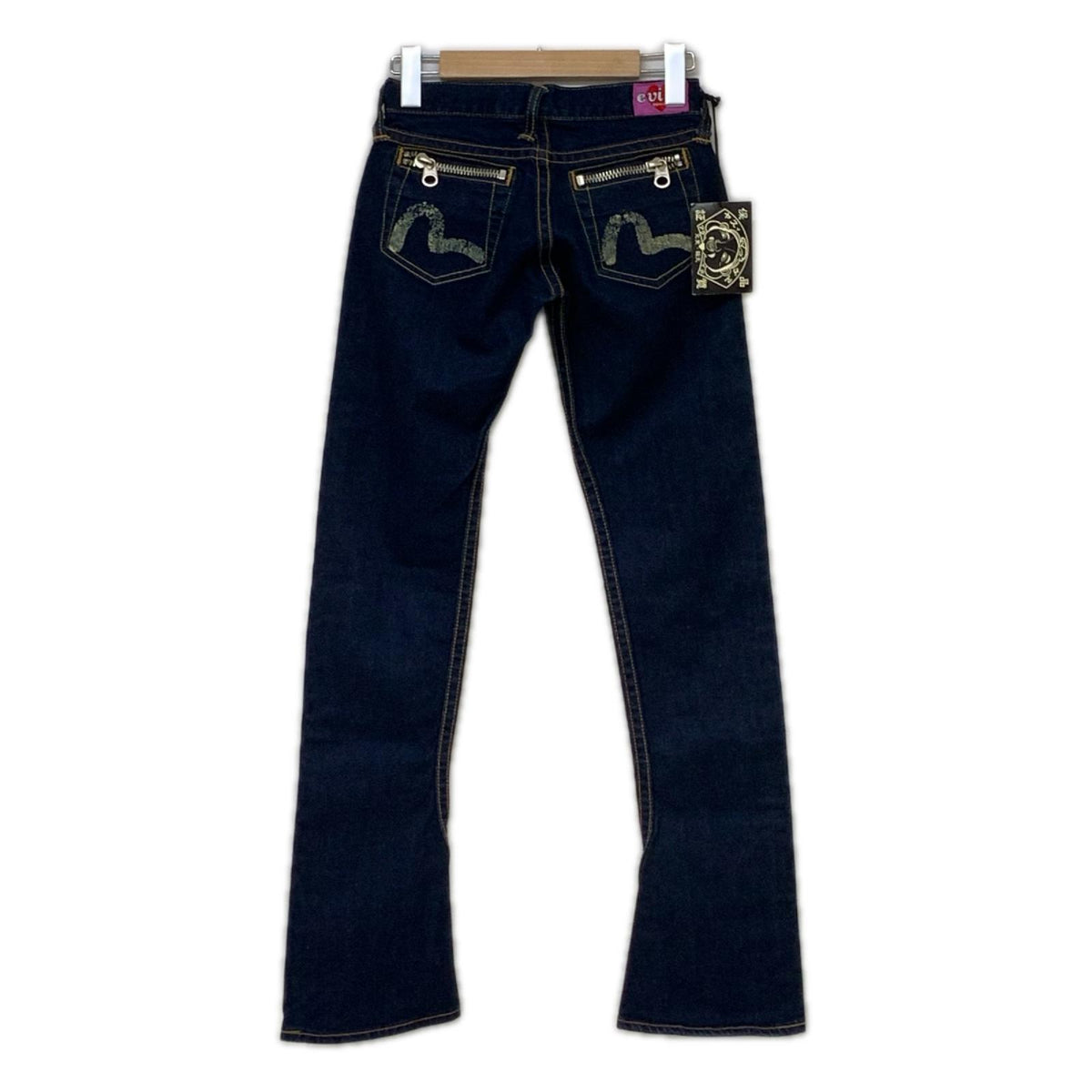 デニムパンツ EVISU donna バックジップ カモメプリント フレアデニム 24×32