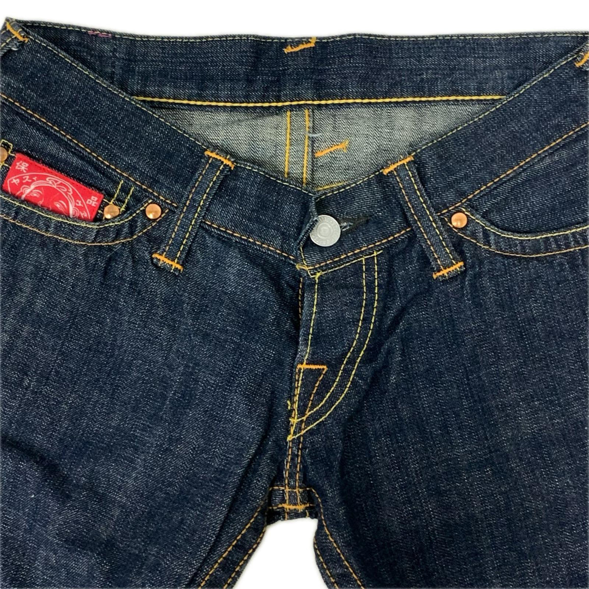 デニムパンツ EVISU donna バックジップ カモメプリント フレアデニム 25×32