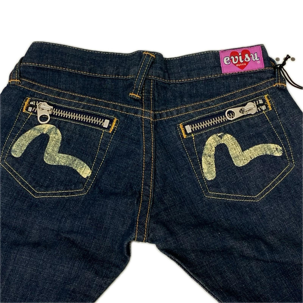 デニムパンツ EVISU donna バックジップ カモメプリント フレアデニム 25×32