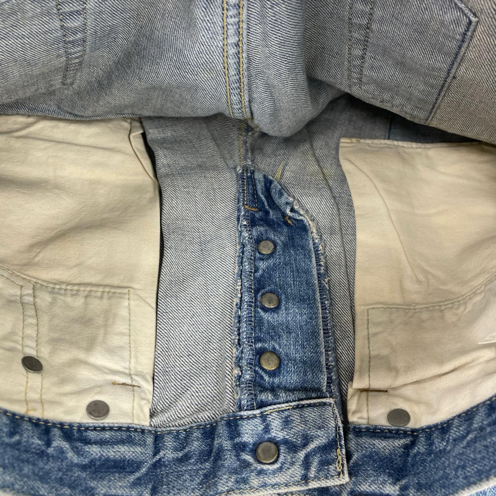 デニムパンツ ×MC5 パッチワーク ダメージ加工 デニム L L ブルー