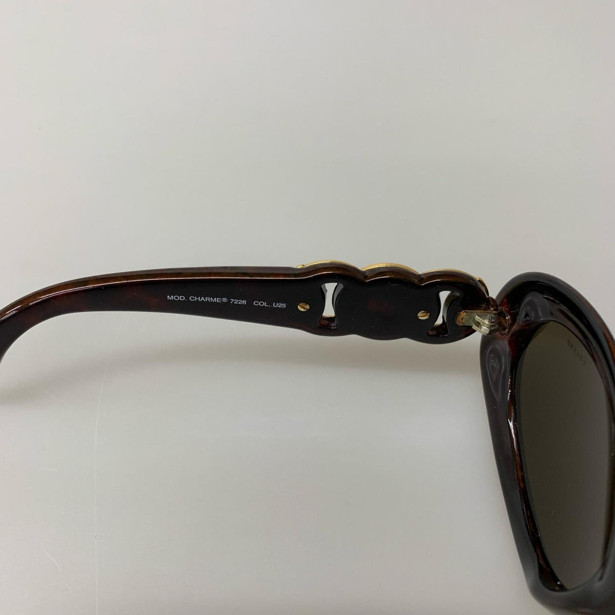 その他アクセサリー CHARME ロゴ金具 デザインテンプル オーバルサングラス ハバナ ブラウン