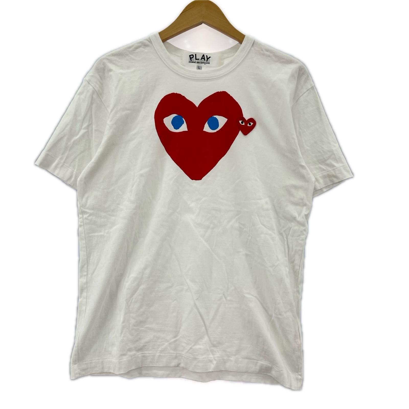 半袖Tシャツ ハート 赤 L ホワイト