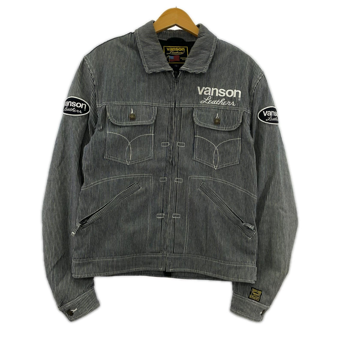 ジャケット VANSON ヒッコリー ライディングジャケット L L