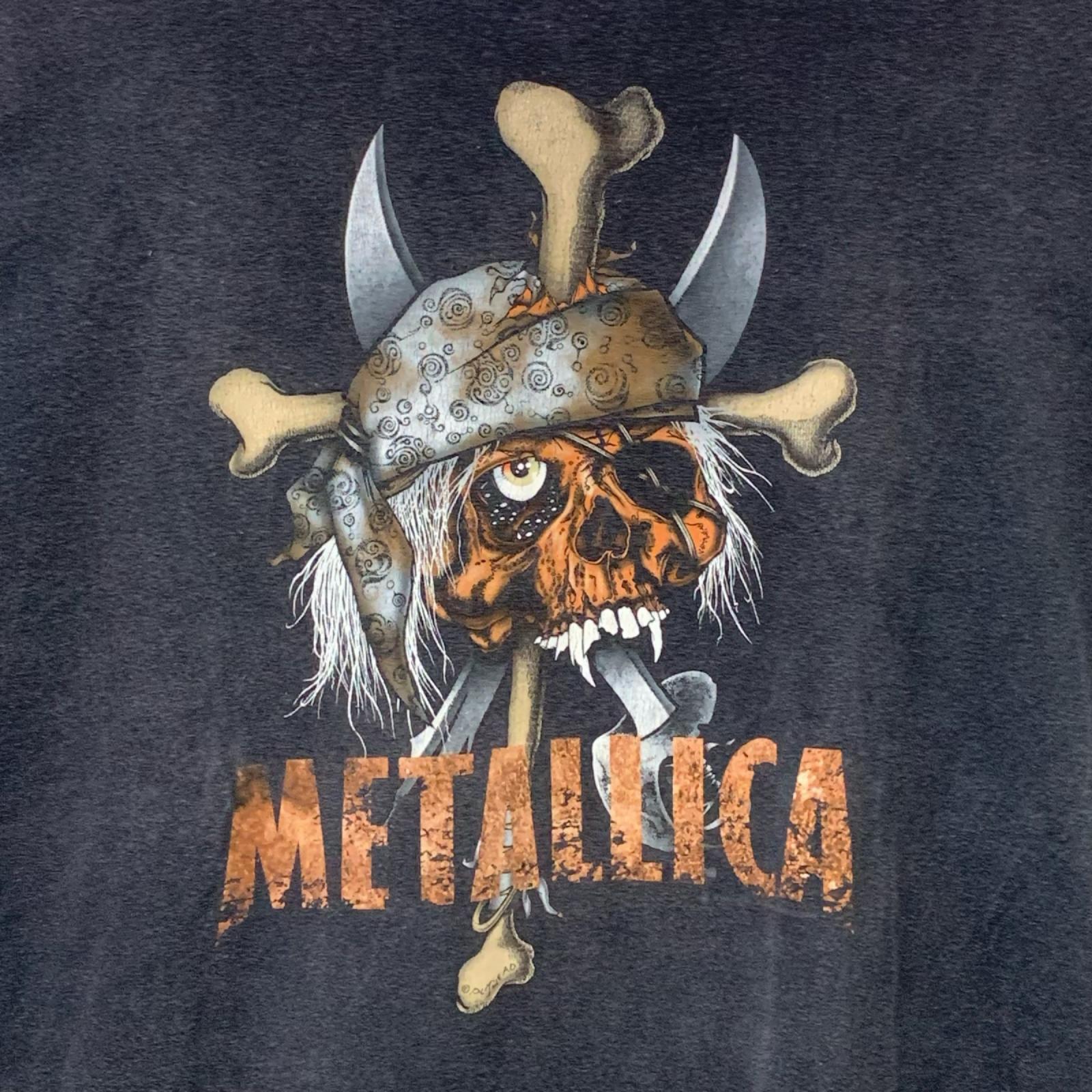 半袖Tシャツ 00s METALLICA PUSHEAD パイレーツスカル バンドTee XL ブラック LL