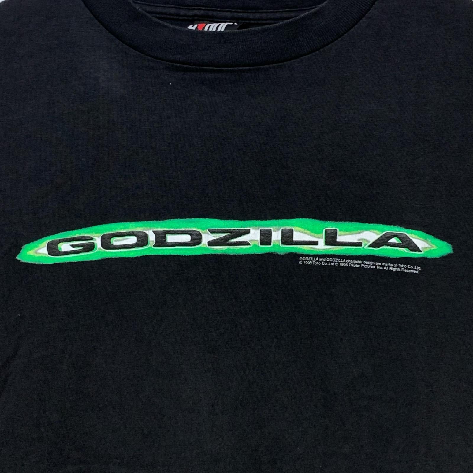 半袖Tシャツ 90s GODZILLA 発砲プリント ハリウッドムービープロモTee L ブラック L
