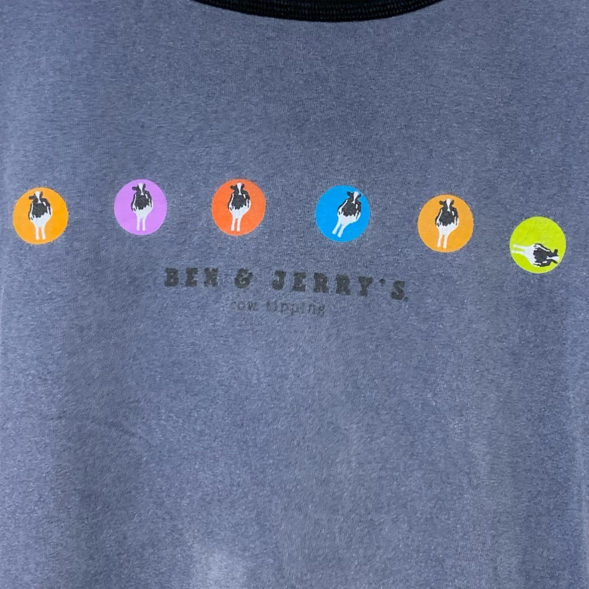 半袖Tシャツ 90s BEN&JERRY'S 企業プリント リンガーTee L ブルーグレー L